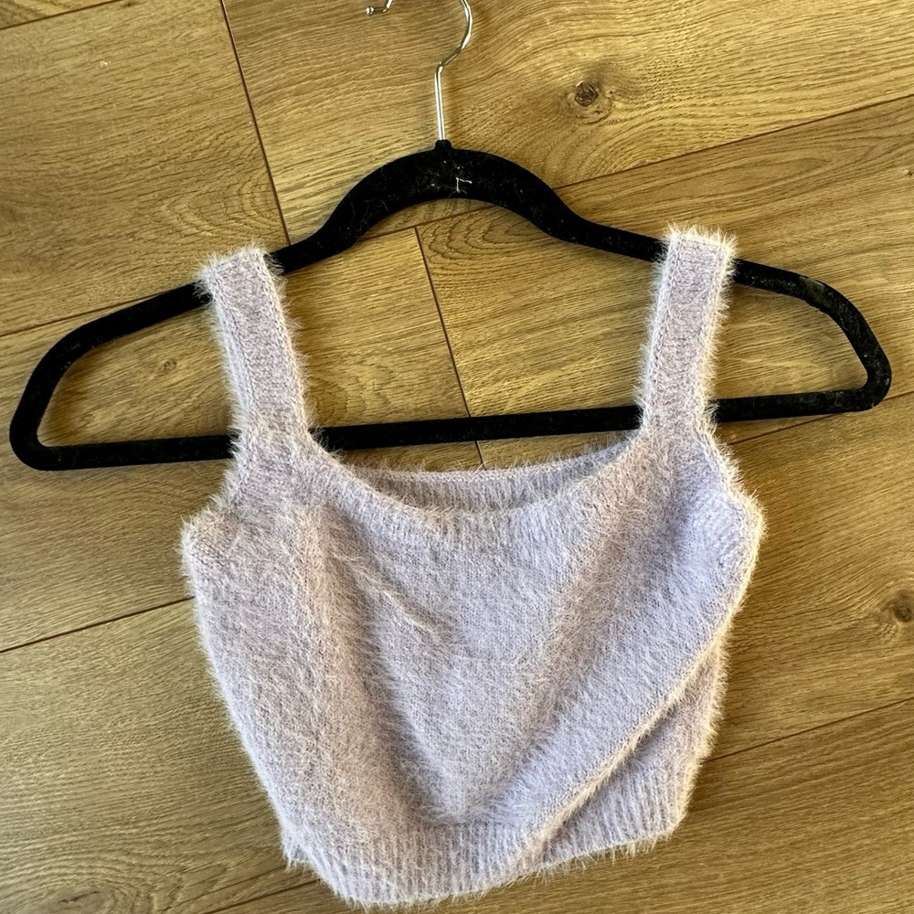 Women's Fuzzy Lavender Crop Top - Tank Top